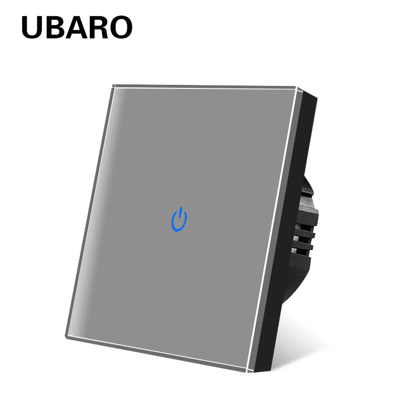 UBARO Eu Wall Touch Switch Luxury Glass Panel Led Indicator Power Light Sensor Button Live Wire Control Switches 1/2/3 Gang