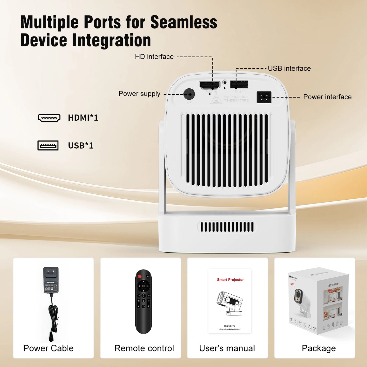 Magcubic HY310 Android 11 Projector 4K Native 1080P Auto Focus 330ANSI Dual Wifi with Air Mouse Voice Assistant Built Speaker