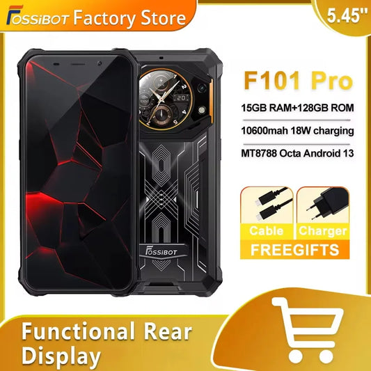FOSSiBOT F101 PRO Smartphone 8GB 128GB 18W Fast Charge Mobile Phone 8GB 128GB 10600mAh Battery Android 13 Cellphone NFC