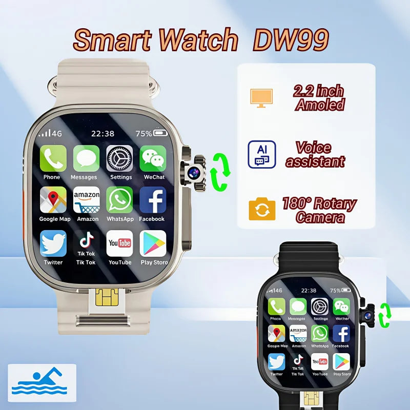 2025 New smartwatch DW99 2.2-inch HD screen app Download Bluetooth Call GPS Sports Sleep Tracking Men's smartwatch