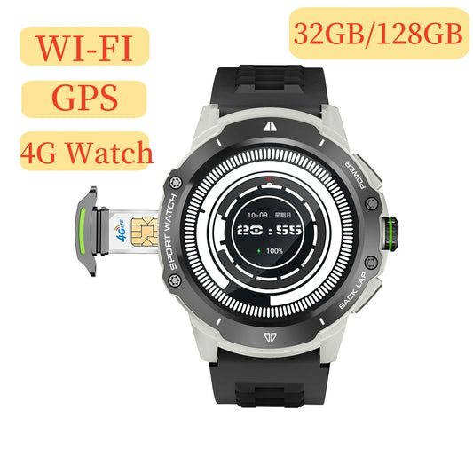 8+128GB Smart Watch 4G Network SIM Card 1.43''AMOLED 200W Camera with GPS Wifi Google Play 466*466 Screen Android for Men Women