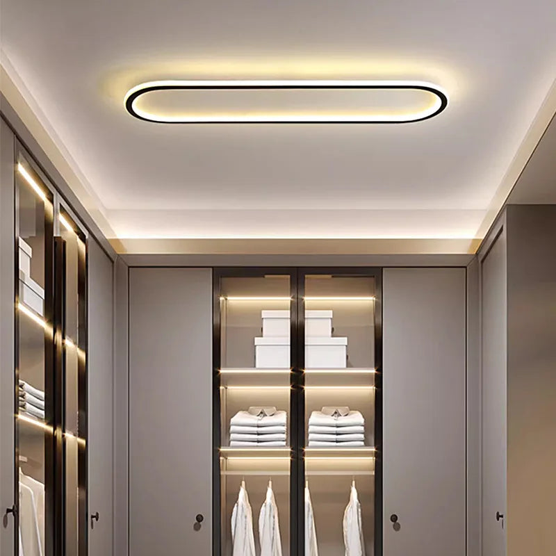 LED Modern Ceiling Light Oval Black Corridor 40/60/80CM Lamp For Bedroom Gallery Porch Living Room Hotel Indoor Lighting Fixture
